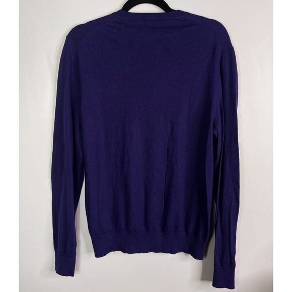 Neiman Marcus Mens Medium M Dark Purple Cashmere V Neck Pullover Sweater Knit - Picture 8 of 8